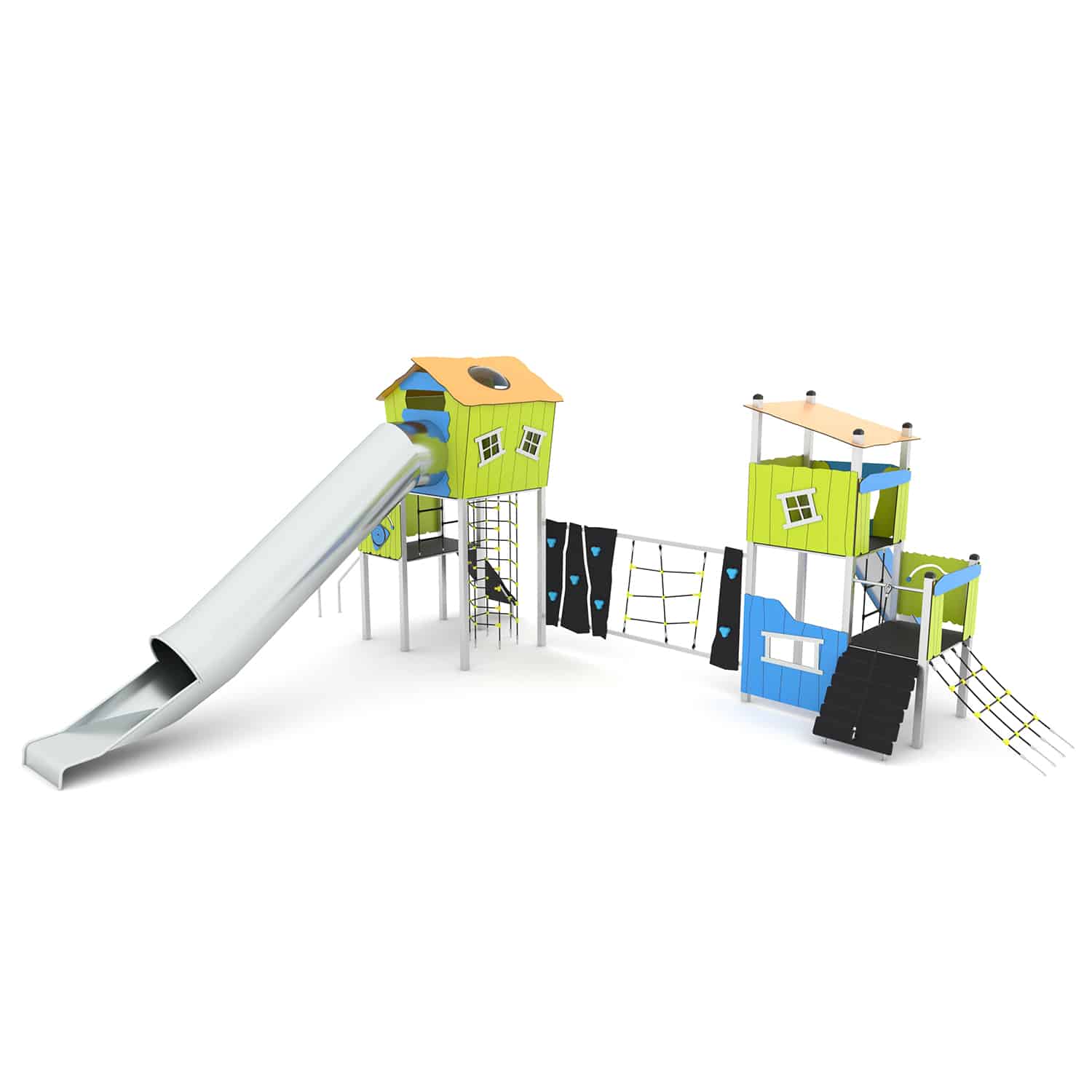 Crooc speeltoren dubbel met buisglijbaan
