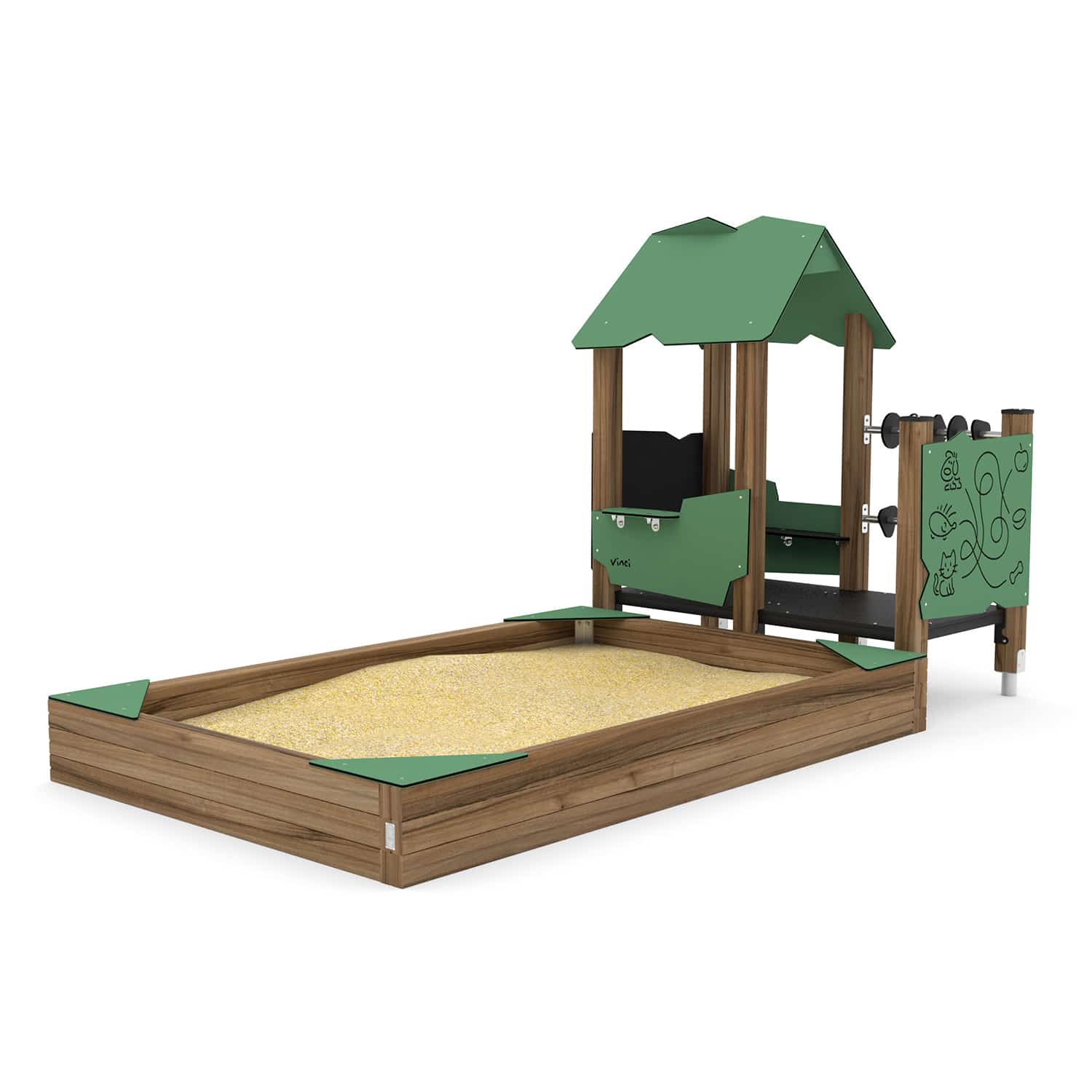 Zandbak hout met speelhuis