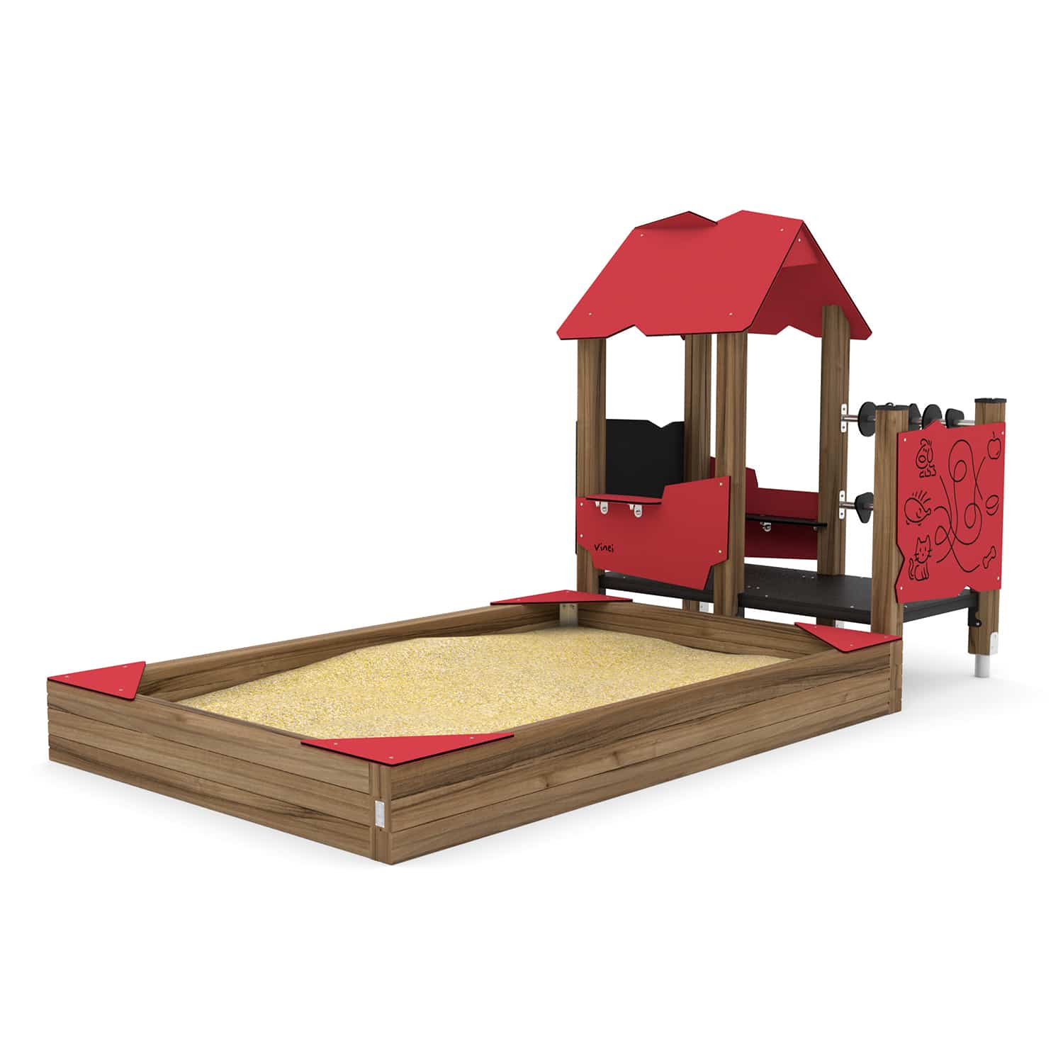 Zandbak hout met speelhuis