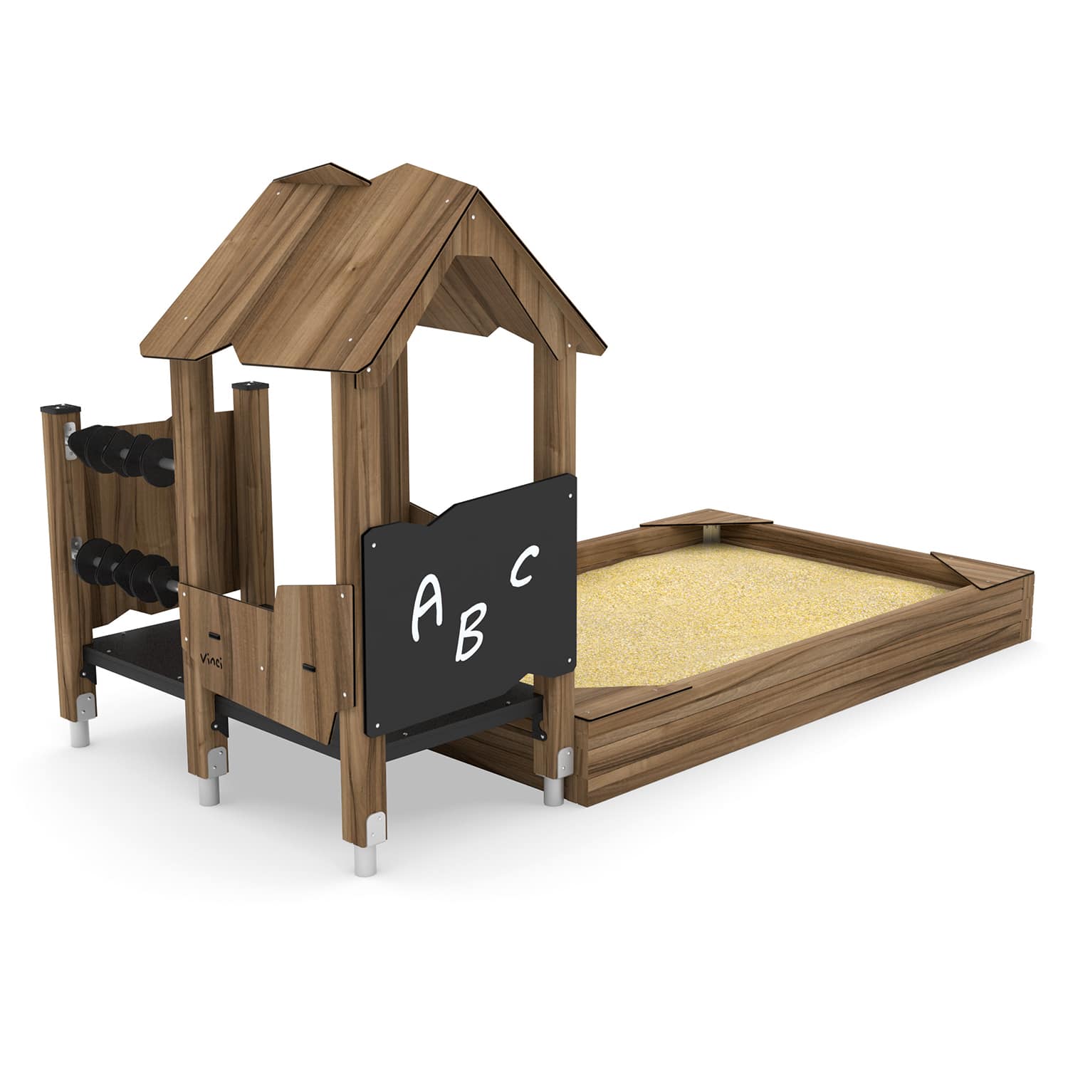 Zandbak hout met speelhuis