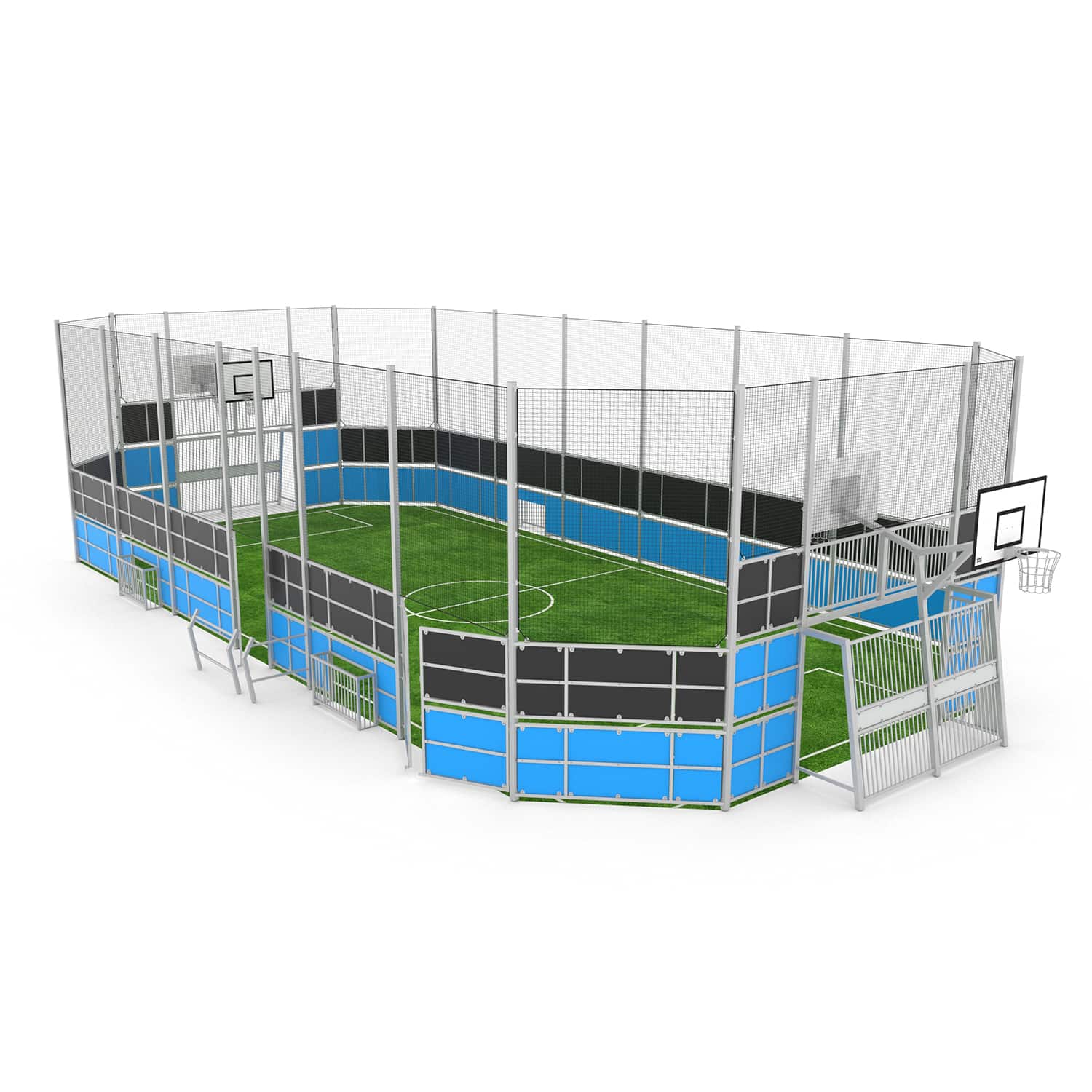 multisport veld met HDPE kunststof panelen