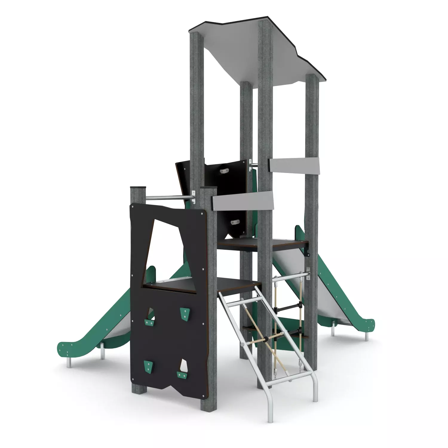 Speeltoren met 2 glijbanen Recycled