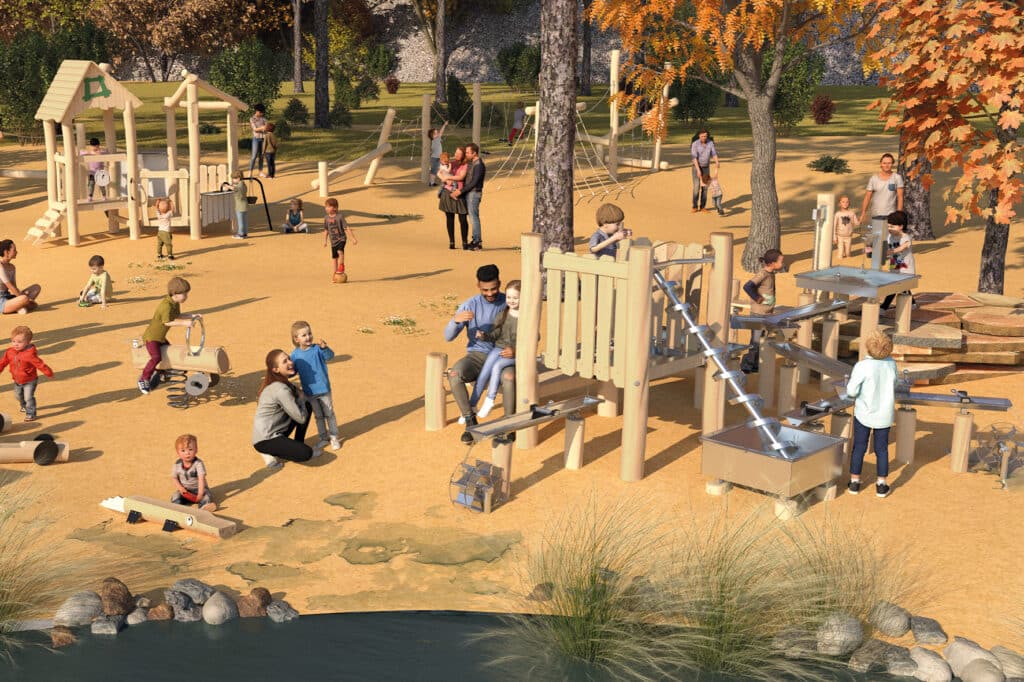 Ontwerp met Robinia zand en waterspel