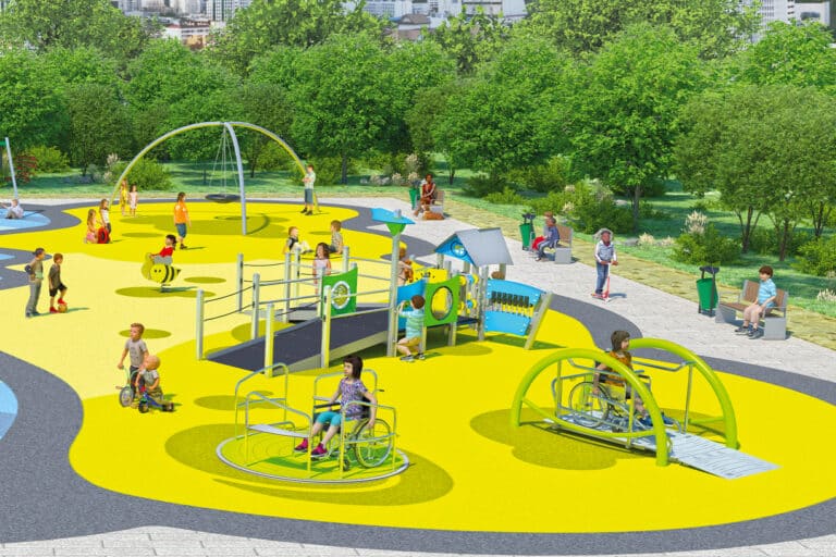 Ontwerp met inclusieve speeltoestellen