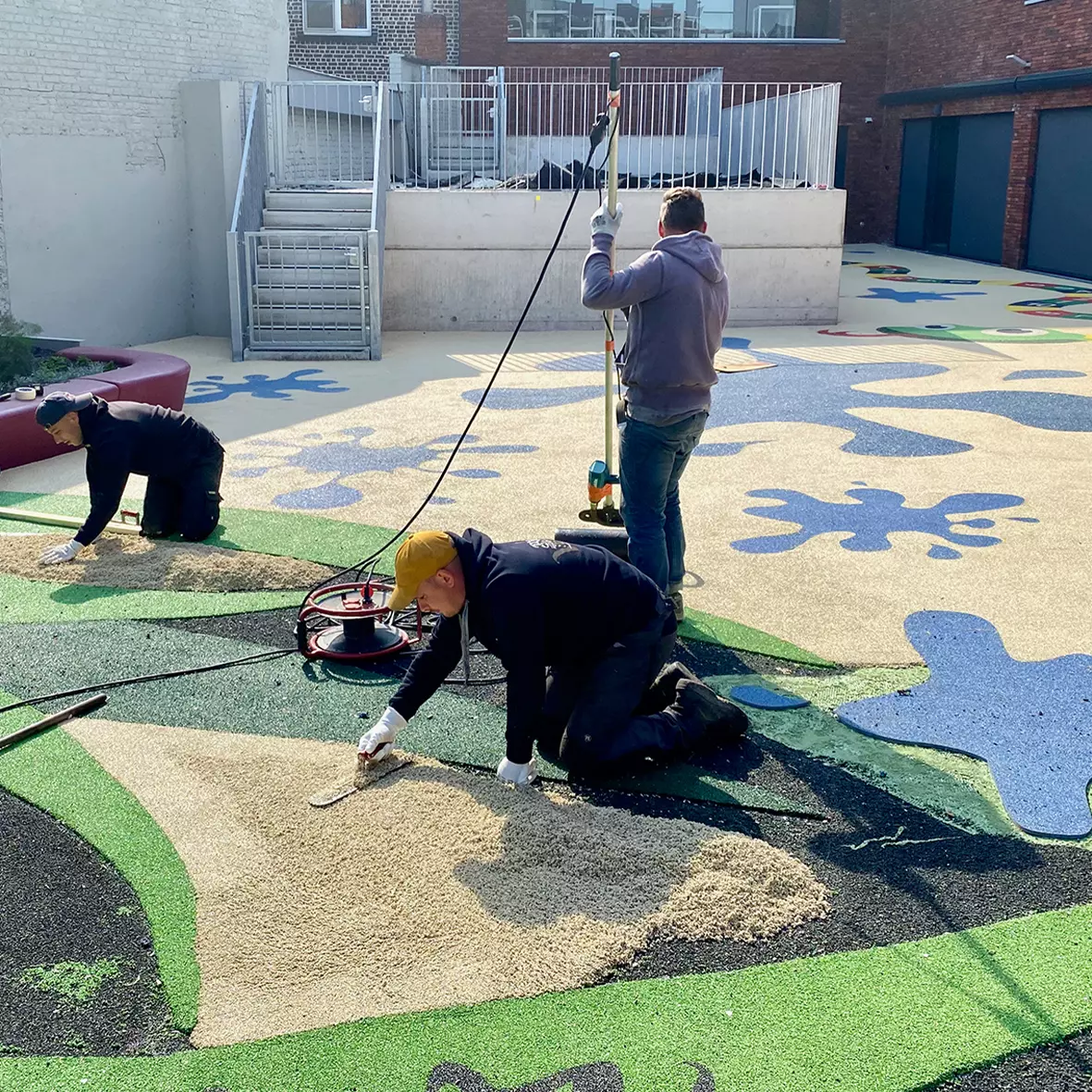 Gegoten rubbervloer in uitvoering