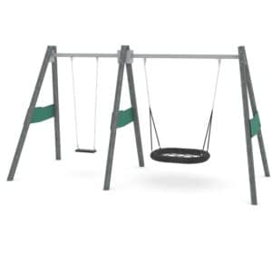Schommel Recycled dubbel 1 zit en vogelnest H 250 cm