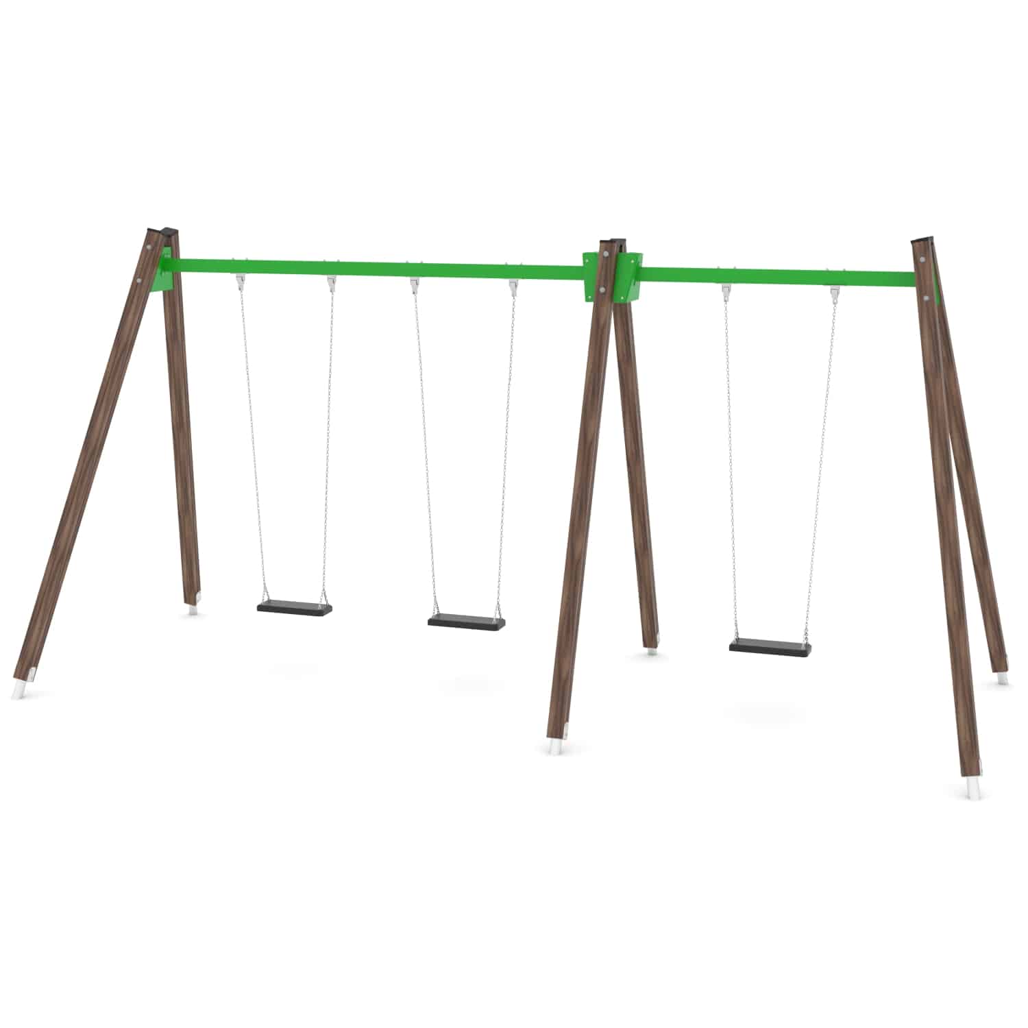 Schommel hout dubbel 3 zit H 250 cm