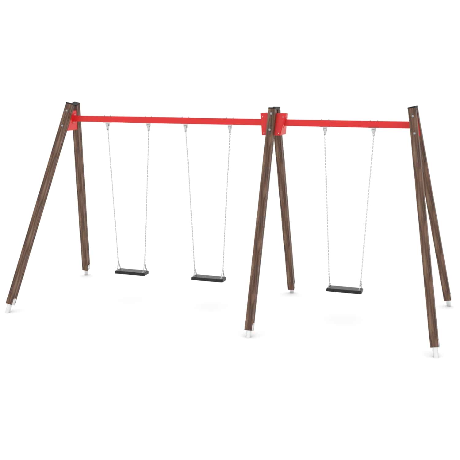 Schommel hout dubbel 3 zit H 250 cm