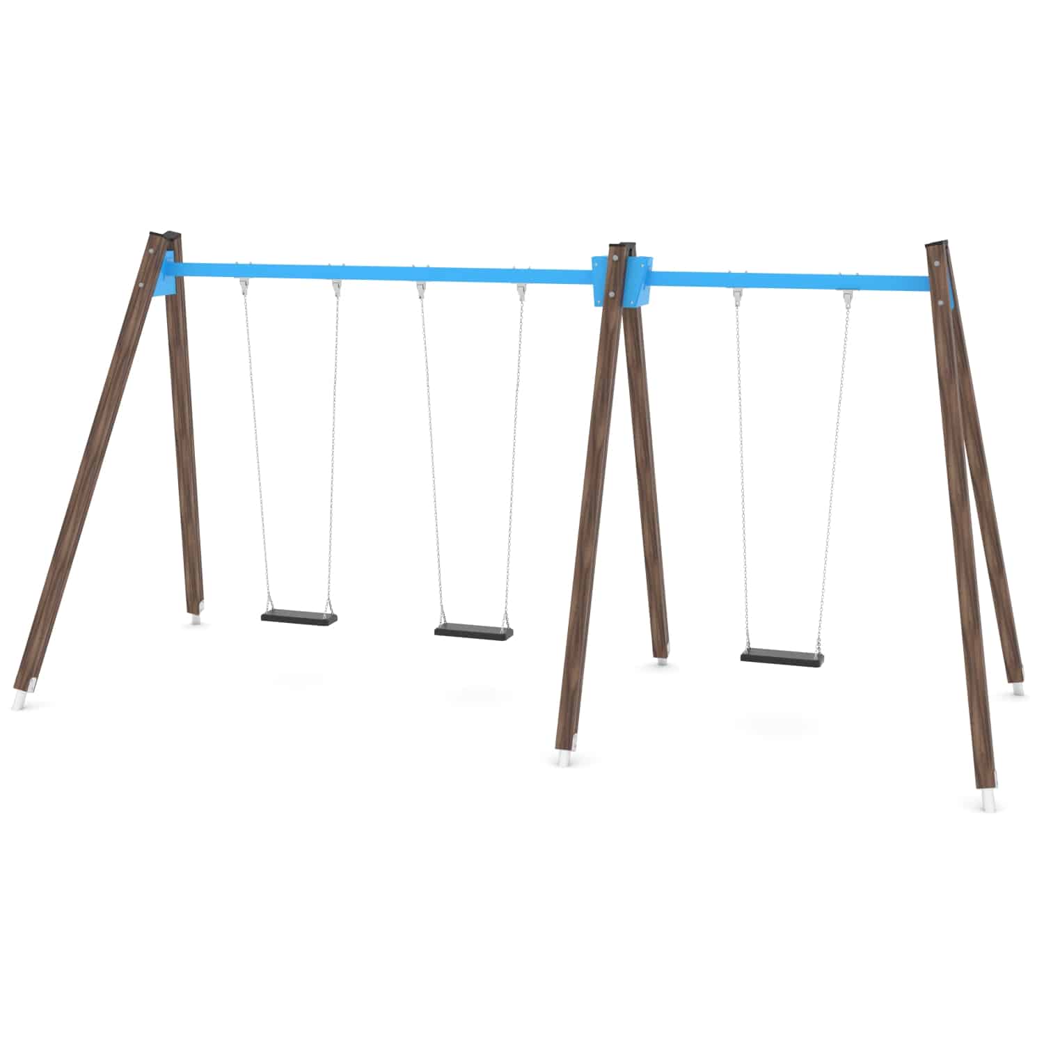 Schommel hout dubbel 3 zit H 250 cm