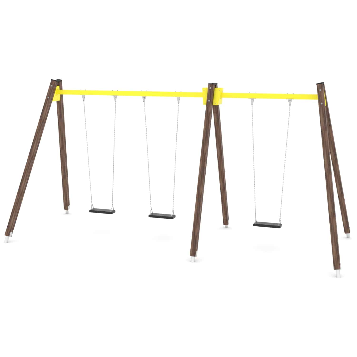 Schommel hout dubbel 3 zit H 250 cm