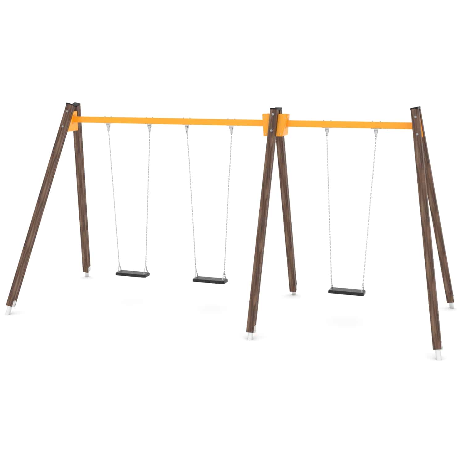Schommel hout dubbel 3 zit H 250 cm