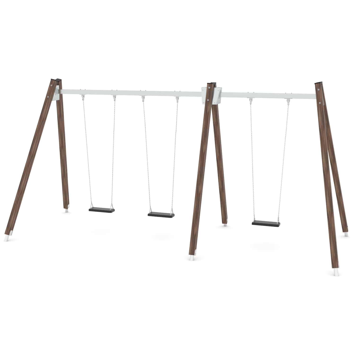 Schommel hout dubbel 3 zit H 250 cm