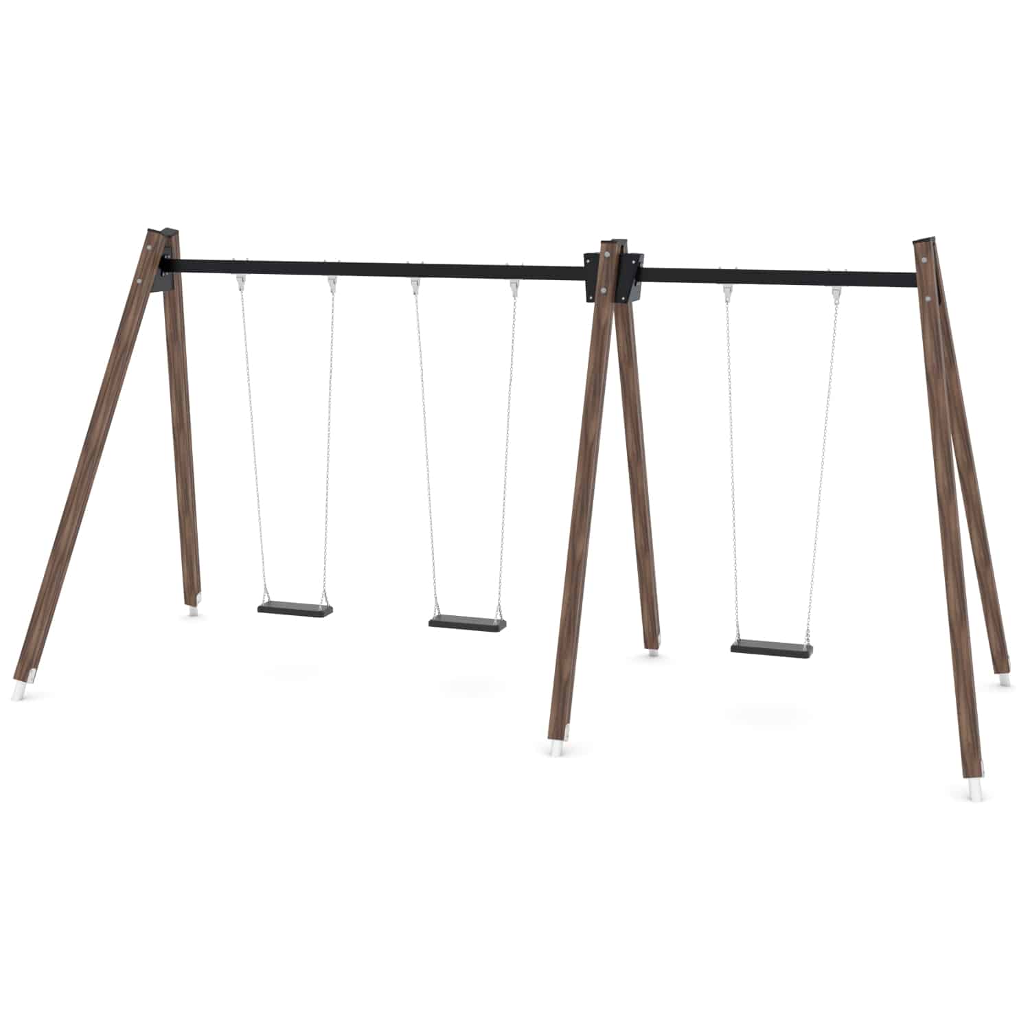 Schommel hout dubbel 3 zit H 250 cm