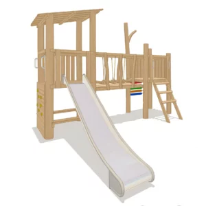 Robinia speelcombinatie met hangbrug en glijbaan