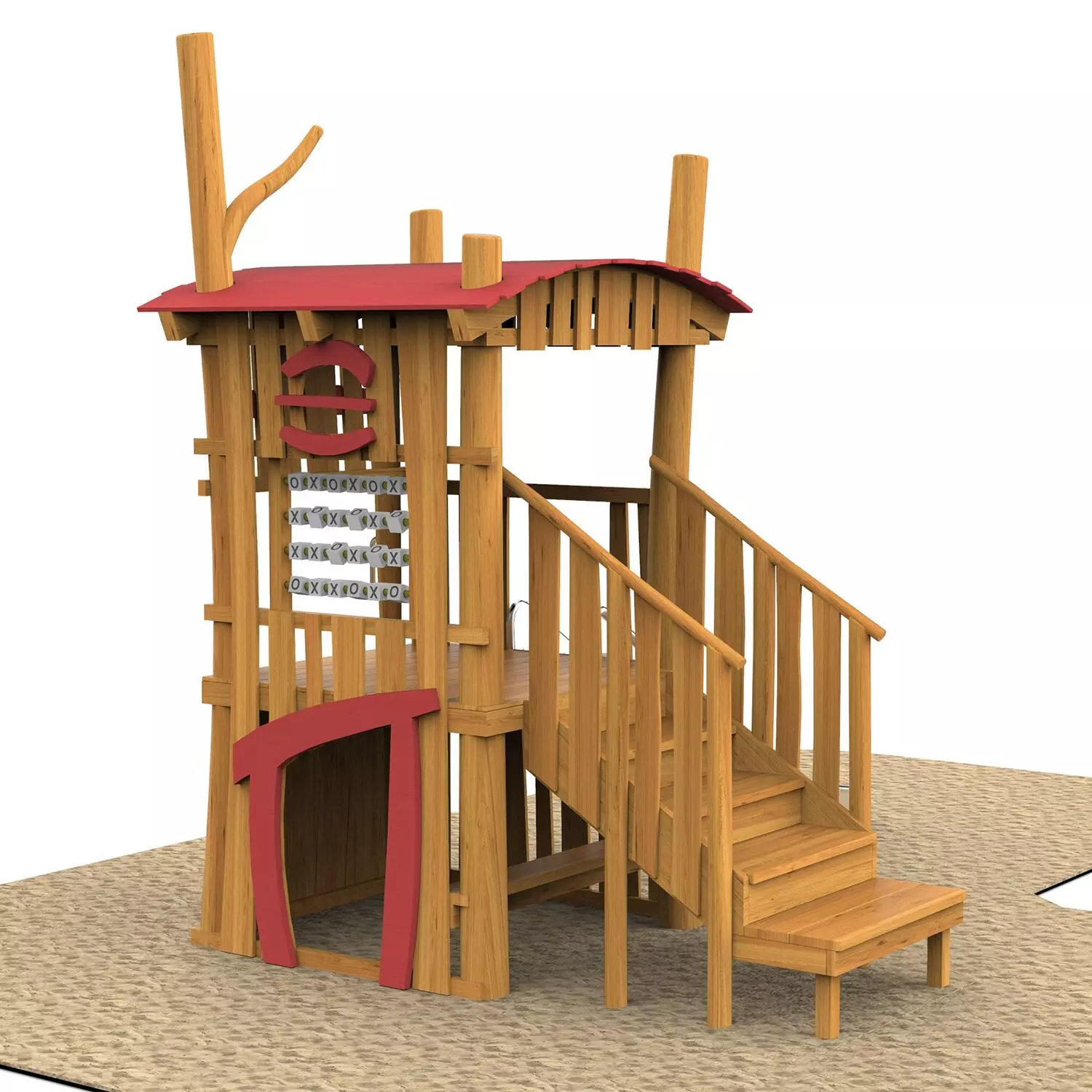 Robinia boomhut met glijbaan