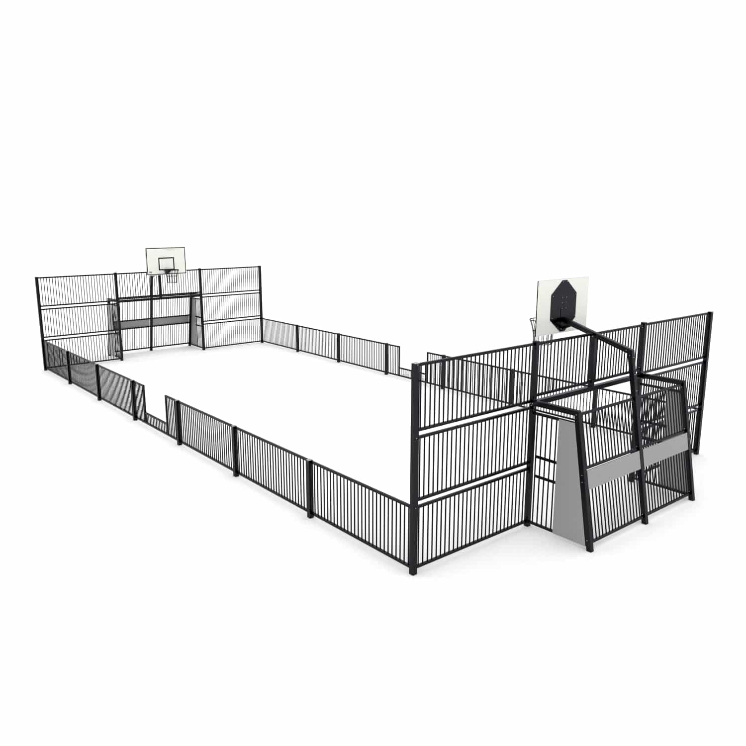 Multisport veld 8x20m - staal - zwart