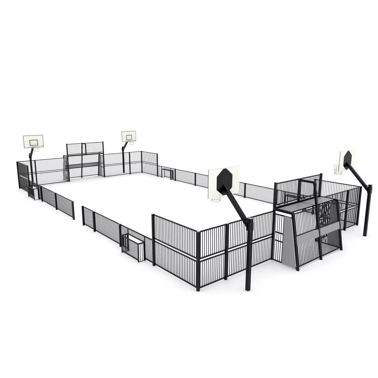 Multisport veld 11x22m - staal - zwart