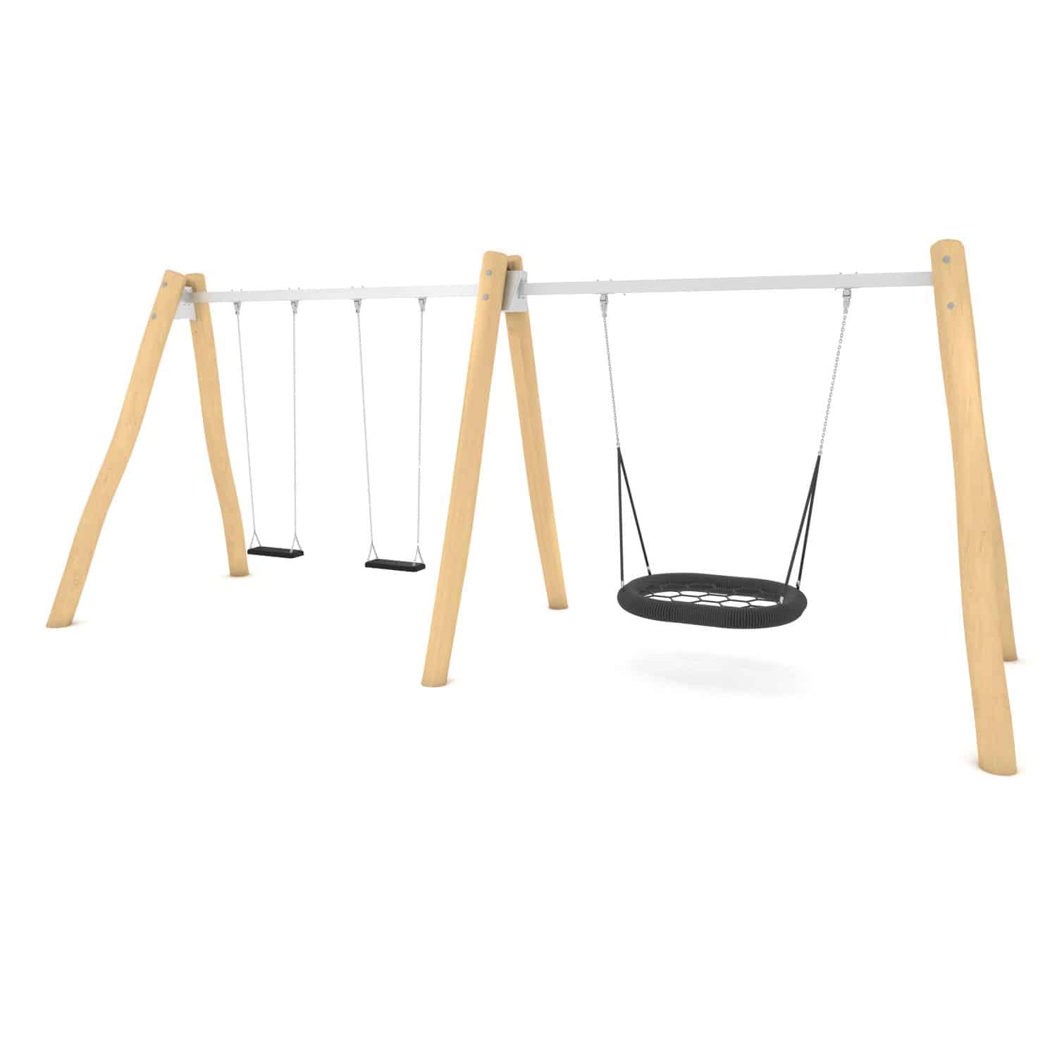 Robinia schommel dubbel vogelnest en 2 zit H 250 cm