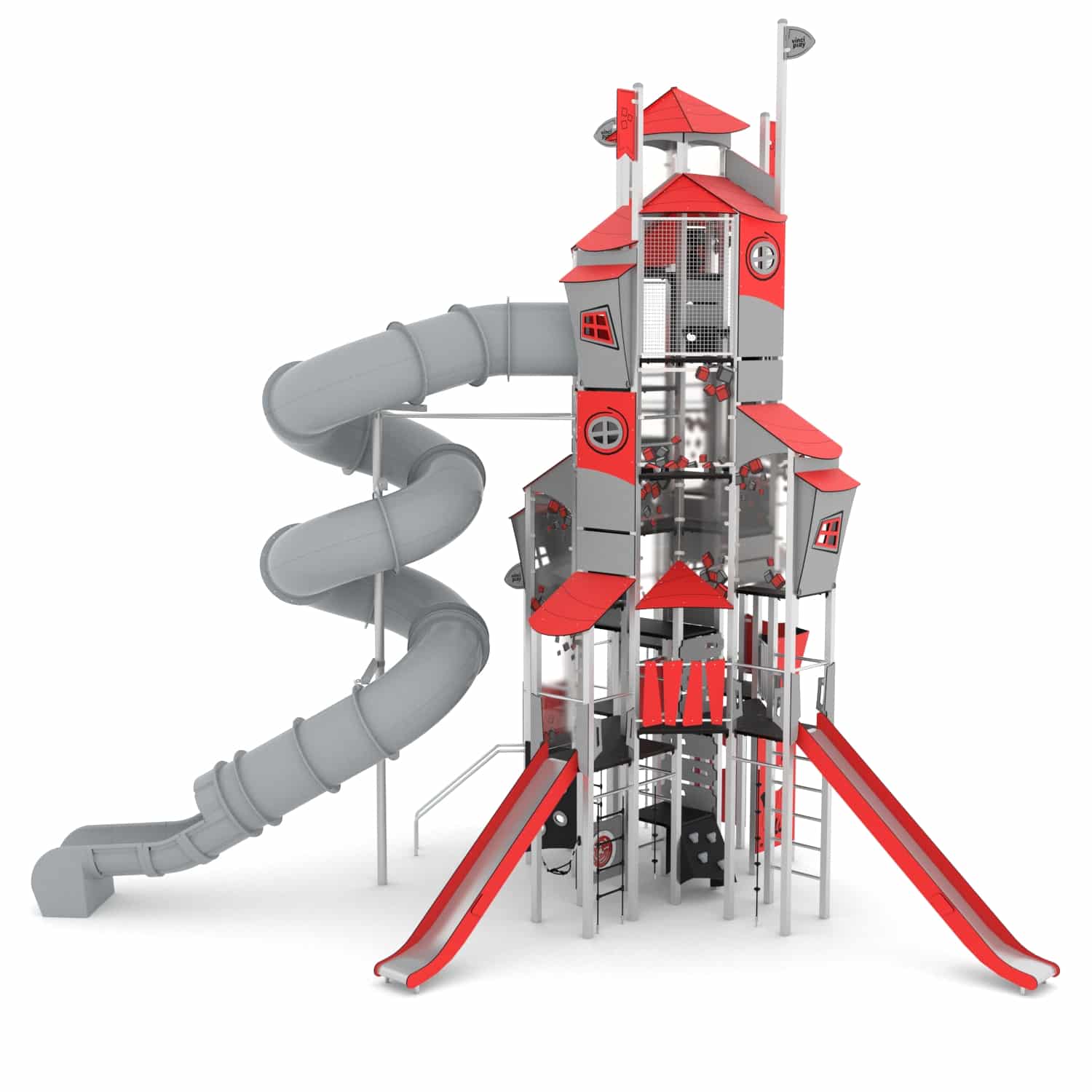 Speeltoren XXL 9,5m met kunststof buisglijbaan