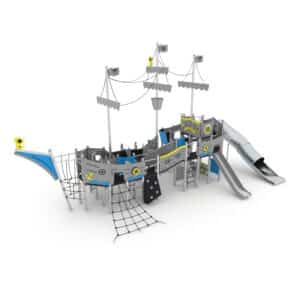 Speelboot metaal XL met RVS buisglijbaan