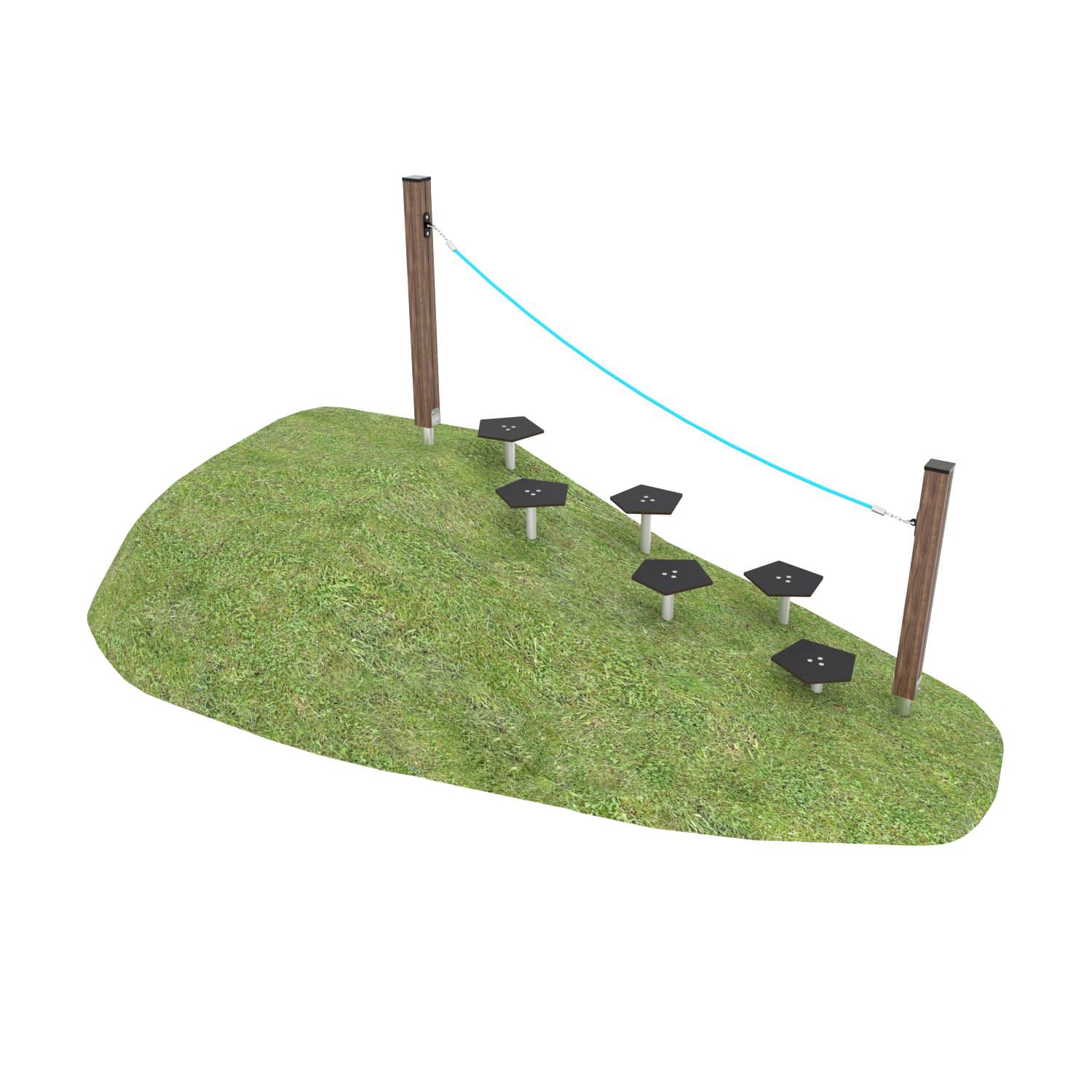 Houten helling steps met touw