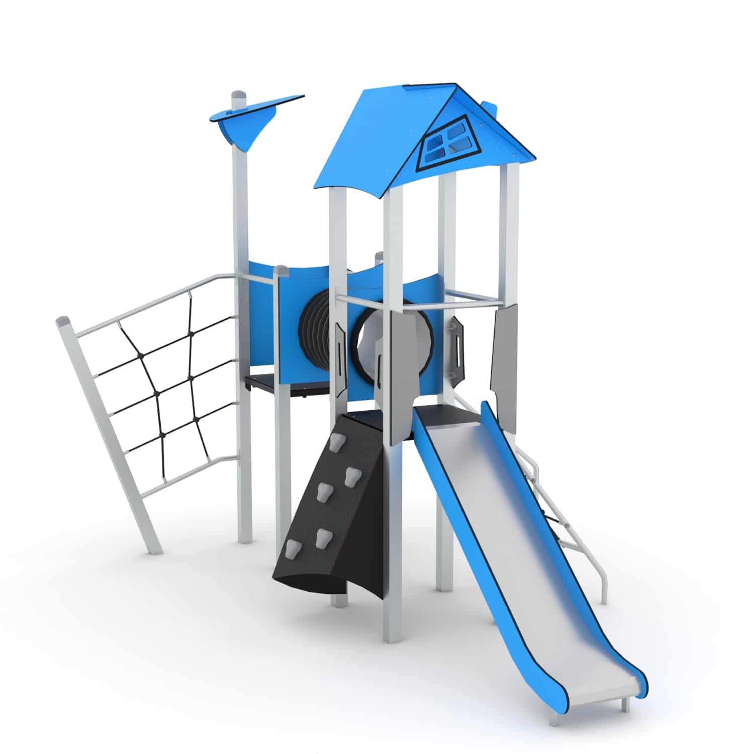Double tour de jeux avec tunnel et structure d’escalade - Image 5